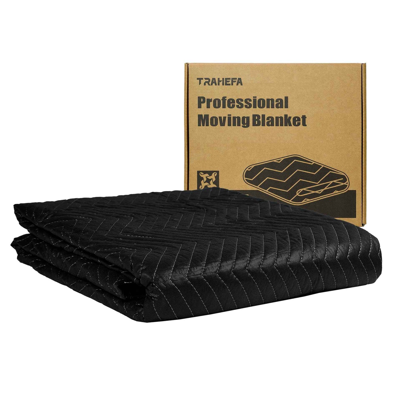 Trahefa Moving Blanket 80 x 72 inches, Quilted Moving Blankets Heavy Duty Moving Padded Blanket Furniture Blankets for Moving (1, Black)