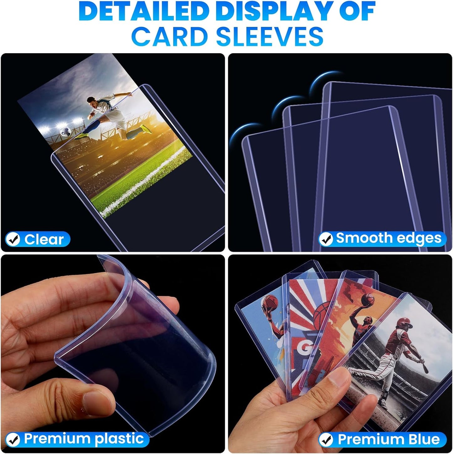 Skiennix 200 Card Sleeves - Hard Plastic Toploaders with 100 Penny Sleeves | 3" x 4" Baseball & Trading Card Protectors