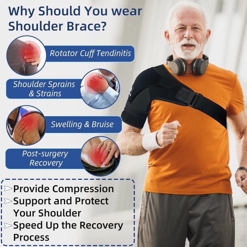 NOSIDAK Shoulder Brace - Shoulder Compression Sleeve Immobilizer & Support Wrap for Torn Rotator Cuff, Glenoid Labrum Tear, Dislocated AC Joint, Tendonitis, Bursitis, Subluxation