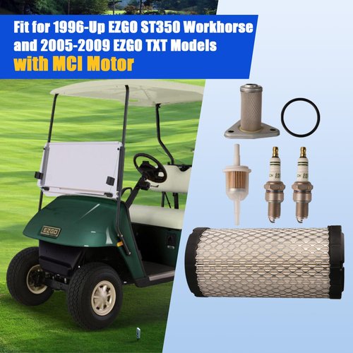 FIXHAWK EZGO Tune Up Kit, EZGO TXT Oil Change Kit, Include Fuel Filter Air Filter Oil Filter Spark Plug, Fits EZGO TXT 2005-2009 and EZGO ST350 1996-Up Gas Golf Cart, Replace OEM# 72084G01 28463G01