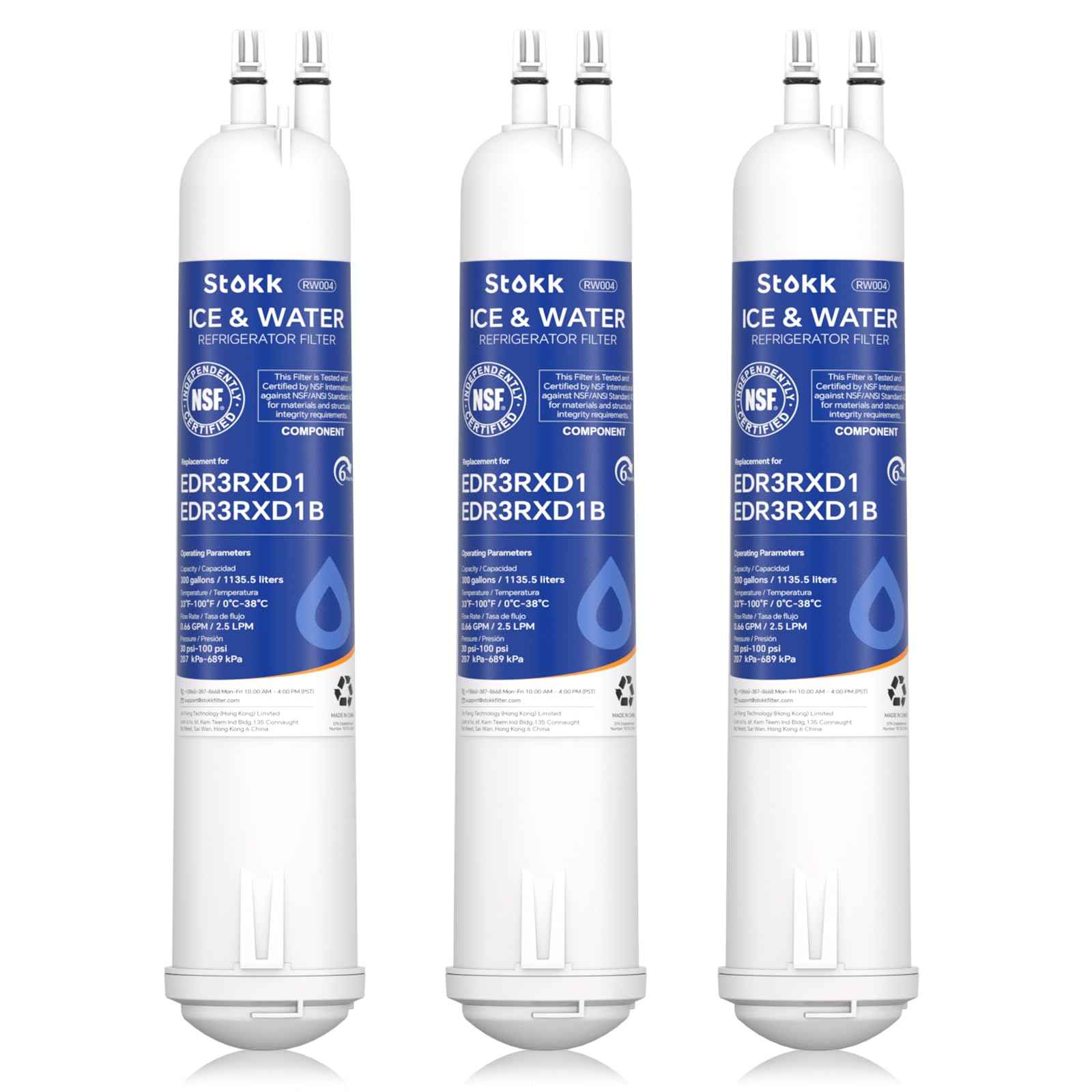 Stokk EDR3RXD1 Replacement Compatible with Whirlpool Everydrop Filter 3, EDR3RXD1B, 4396841, 4396710, 46-9083, 46-9030, RW004 Refrigerator Water Filter, 3 Pack