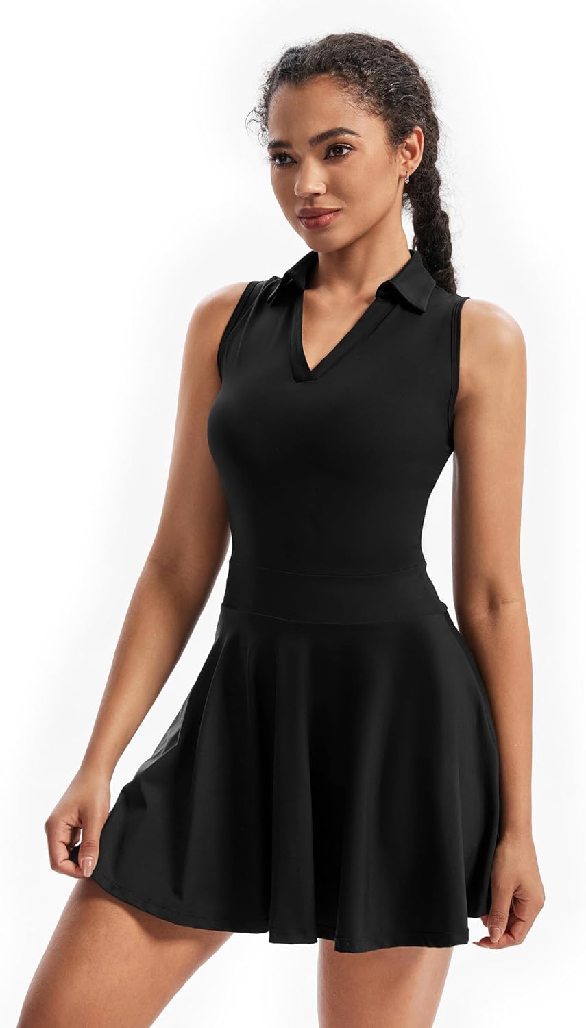 Skiennix Cute Golf Tennis Dress - Women's Athletic Outfit with Shorts & Pockets | Summer 2-Piece Set