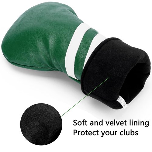 Gbourly Golf Club Classic Green Fairway Wood Head Cover PU Leather Headcover