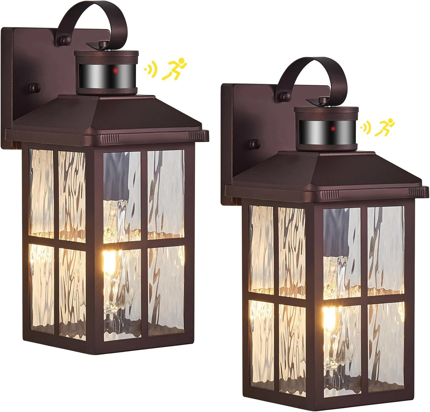 Motion Sensor Outdoor Wall Light - Dusk to Dawn Black Porch Fixture for Garage & Patio