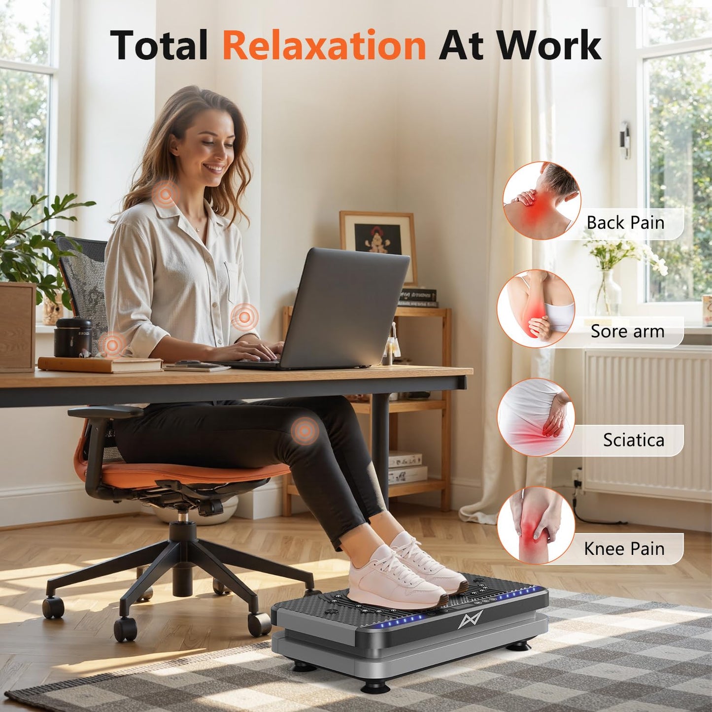 AXV Vibration Plate Fitness Platform Exercise Machine Vibrating Shaking Full Body Shaker Workout Vibrate Stand Shake Board Sport for Weight Loss Fat Burner for Gym Home Office