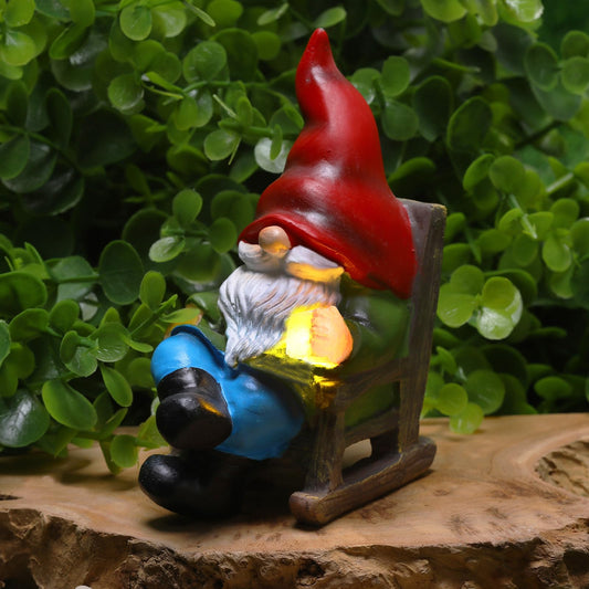 halp·ssfm Garden Gnome Statue Solar Light Miniature Outdoor Decor Gnome Figurine for Outdoor Indoor Home Lawn Yard Balcony Porch Patio for Women Mom Grandma 3.54"x2.36"x4.72"