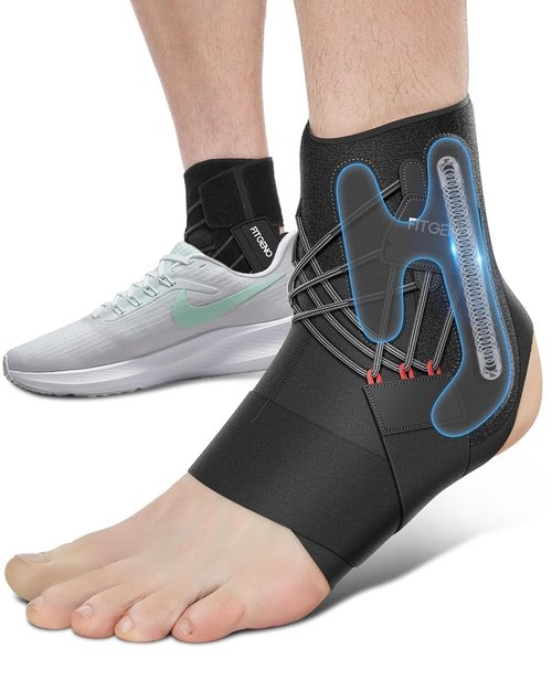 Fit Geno Ankle Brace for Sprained Ankles - Adjustable Breathable Support with Quick-Release Straps for Pain Relief and Swelling Reduction for Men and Women (Left M/L, Ankle size 9''-9.8'')