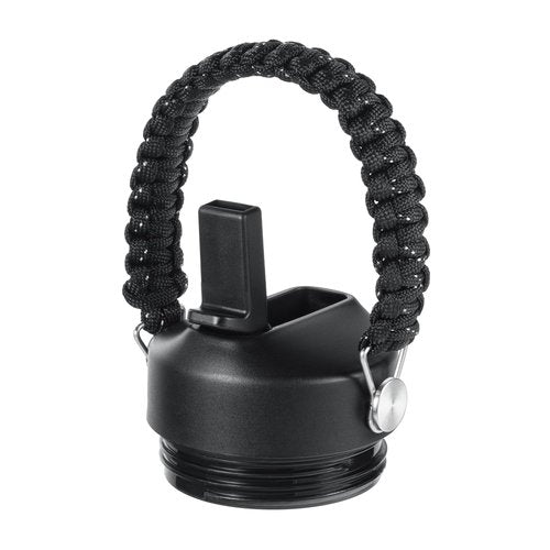 Straw Lid for Yeti Rambler 18 26 36 46 64 oz Bottles | Cap with Straws and Paracord Flex Handle | Replacement Screw Top for Yeti Kids Jr 12 Ounce Cup | Leak-proof Water Bottle Accessories | Black
