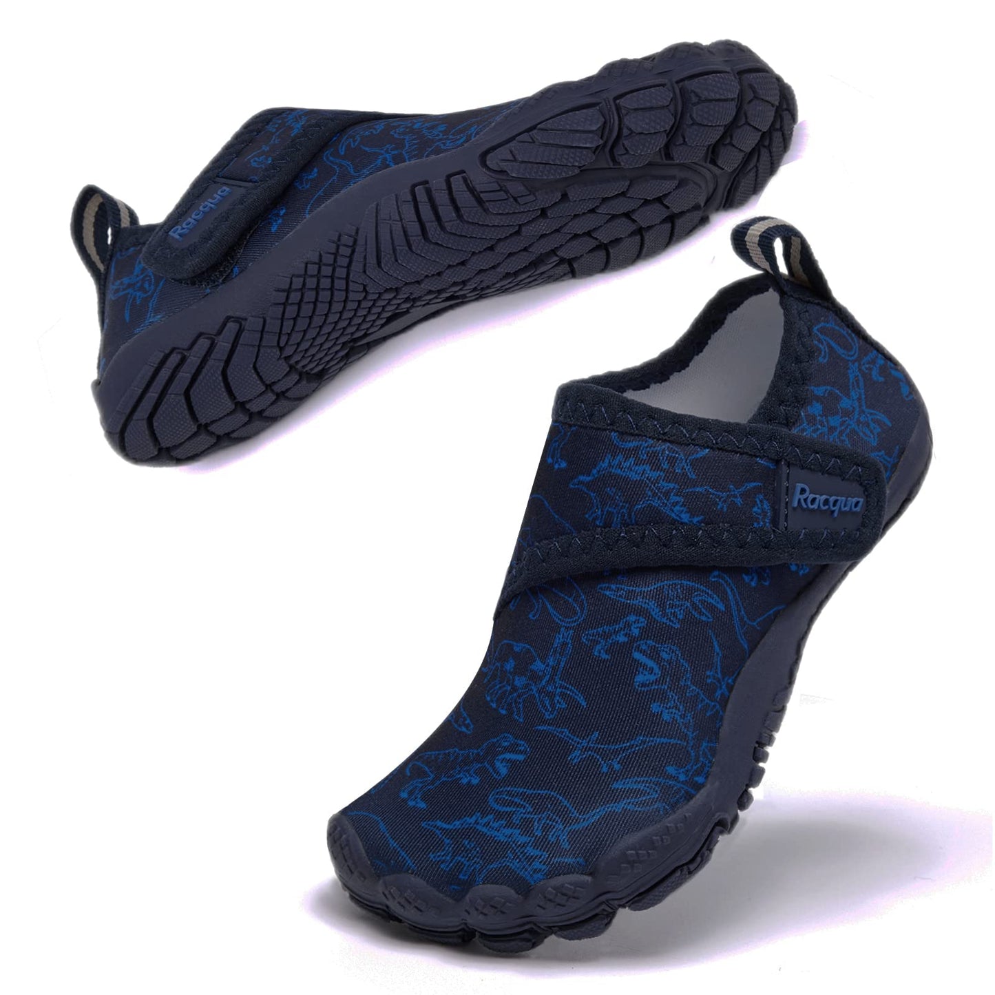 Racqua Toddler Boys Slip-On Quick Dry Kids Water Shoes Non-Slip Swim Beach Sport Shoes Outdoor Water Park Aqua Shoes Cute Toddler Blue Dinosaur 8