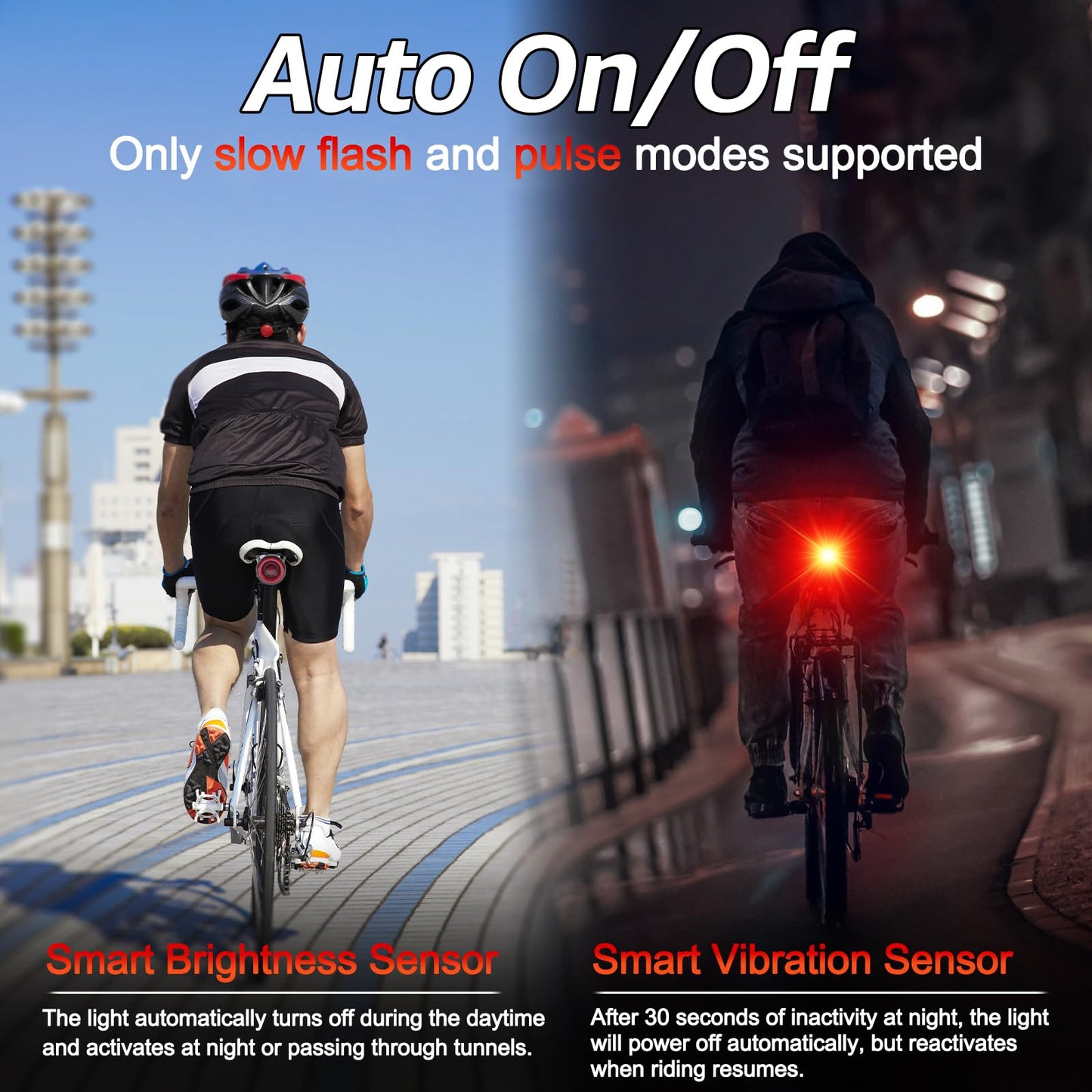 Cruxer Ultra Bright Bike Tail Light 200 Lumen Compact Bicycle Rear Light, USB-C Rechargeable, Smart Brake Sensing up to 300 Lumen, 8 Light Intensity Levels, 4 Lighting Modes, IP66 Waterproof