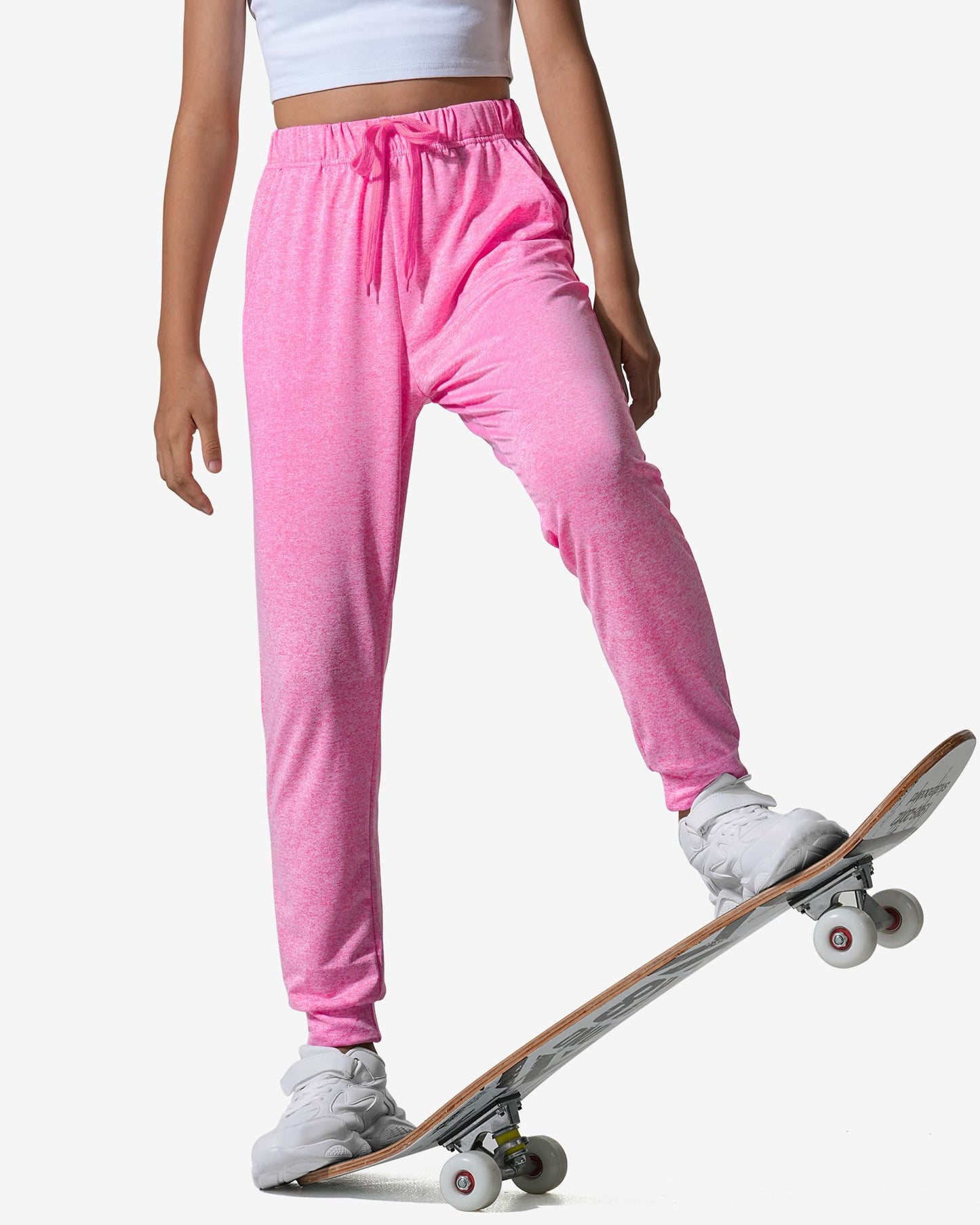 Auranso Girls Joggers 3 Pack Quick Dry Casual Sweatpants Kids Athletic Lounge Joggers Boys Active Running Pants with Pockets 11-12 Years Black Grey Rose-red