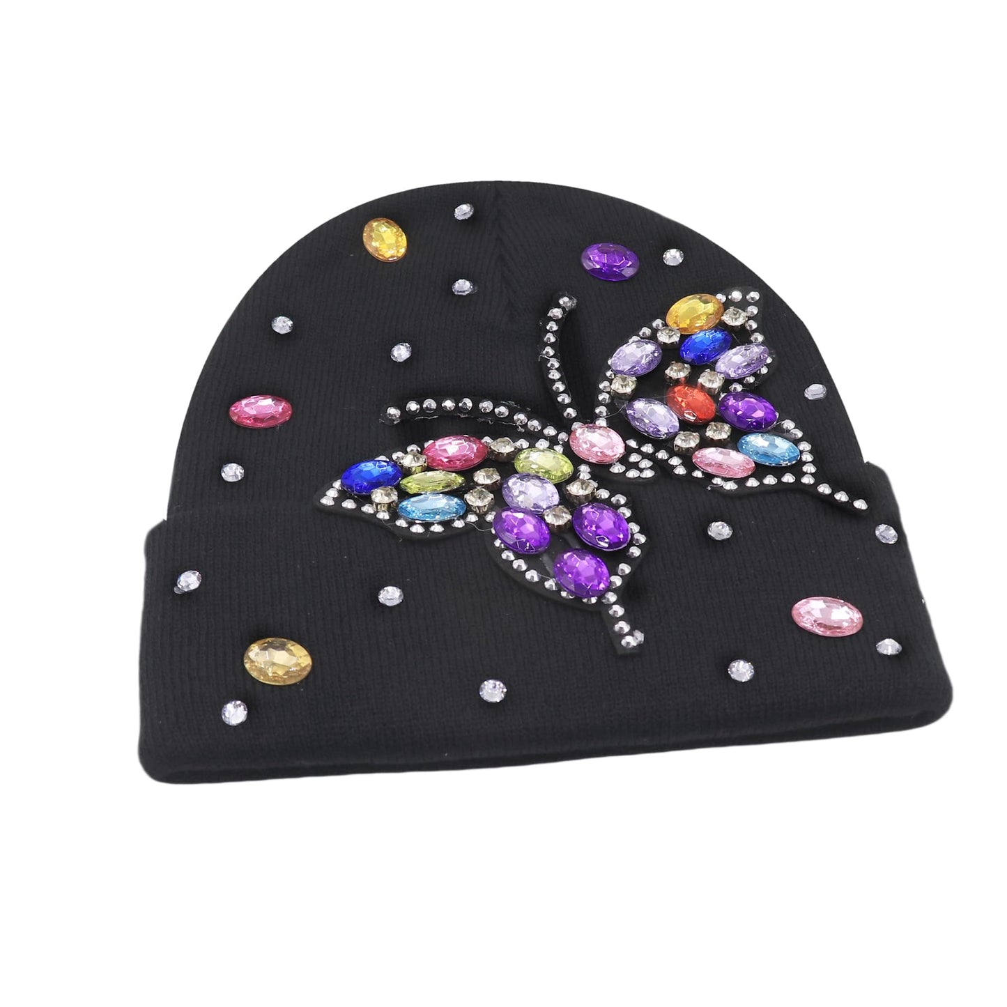 Eilova Orityle Shiny Bling Rhinestone Beanie Cap for Women Y2K Skull Beanies Winter Knit Snow Soft Hat Stretchy Ski Hats
