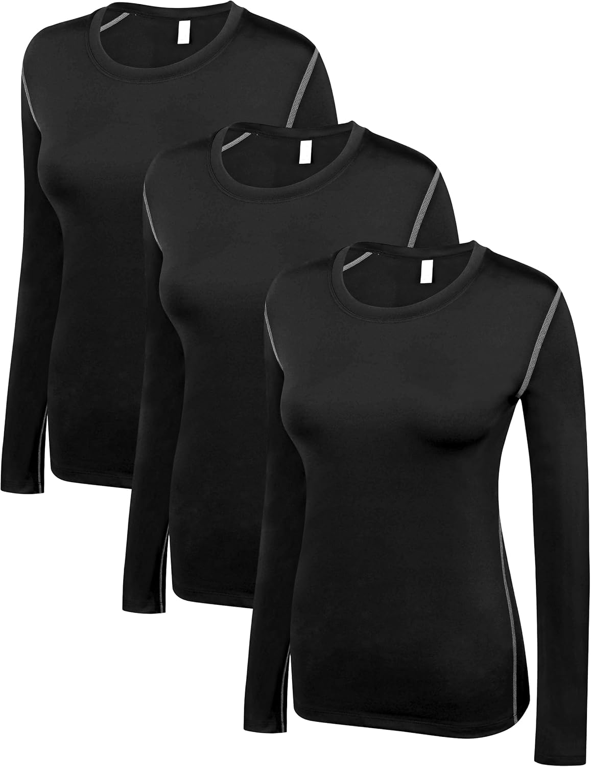 WANAYOU Women's Long Sleeve Compression Shirt - Breathable Dry Fit Workout Top | 2-3 Pack