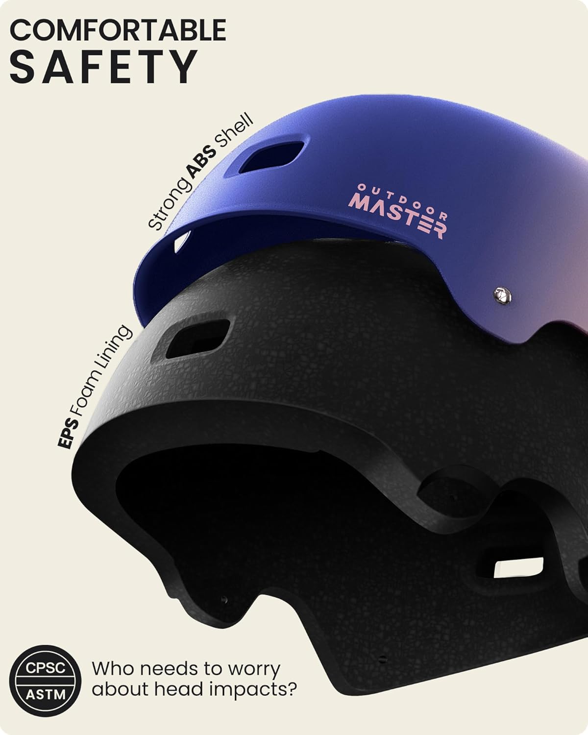 OutdoorMaster Skateboard Cycling Helmet - Multi-Sport Ventilation with Two Removable Liners | For Kids, Youth & Adults