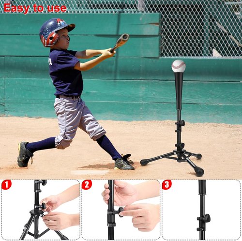 BaseGoal Baseball Tee for Kids - Adjustable Height Batting & Softball Hitting Tee | Travel-Friendly Design