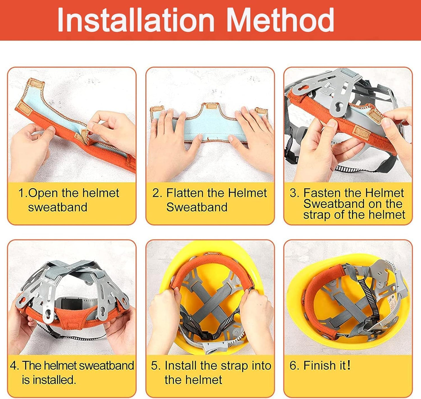 SUTETLW 10Pcs Hard Hat Sweatband Washable Cotton Hard Hat Liner Reusable Hard Hat Accessories Air Cushion Sweatband Helmet Comforter Pad