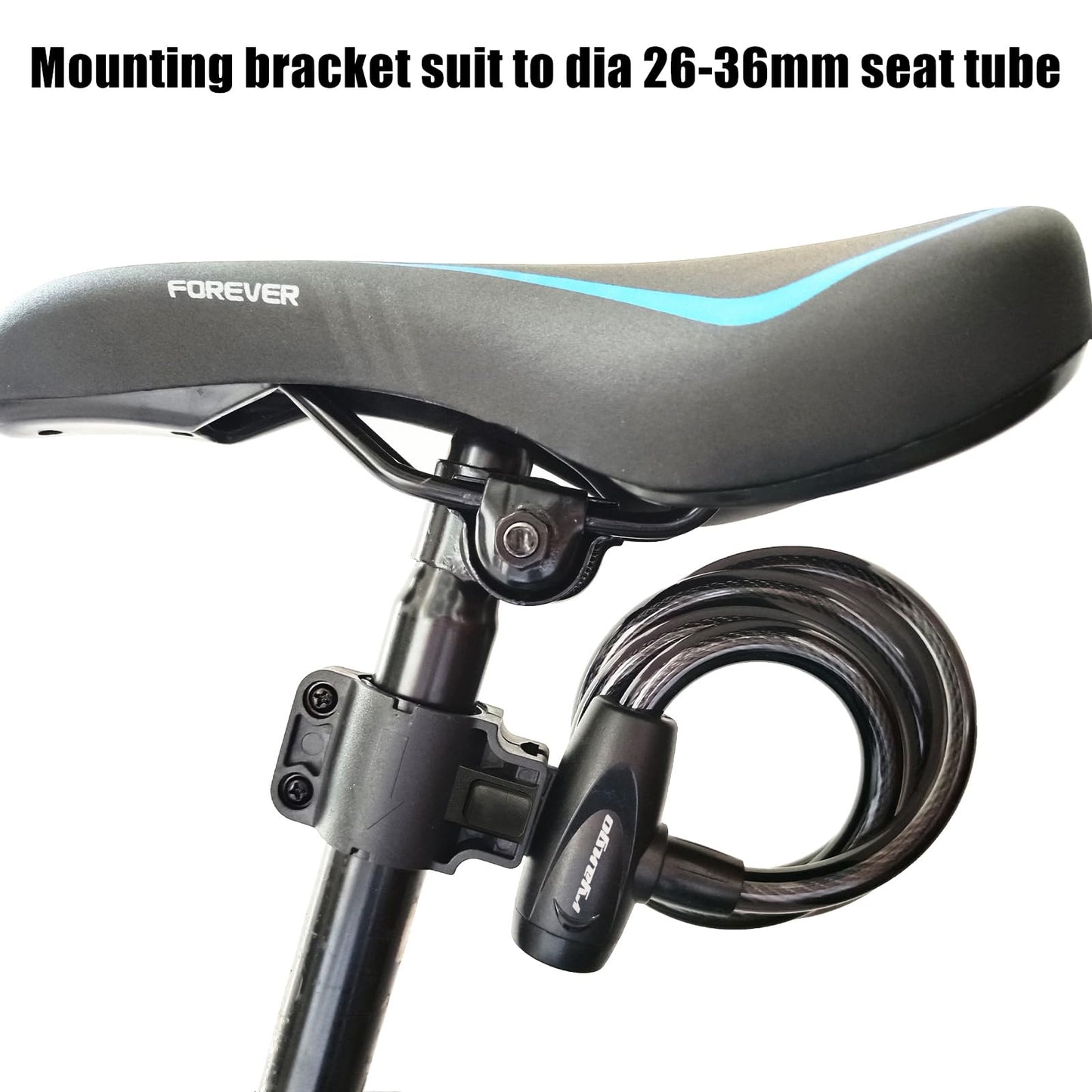 RYANGO Bike Lock, Bike Locks Heavy Duty Anti Theft, Bicycle Lock Cable with Mounting Bracket and 2 Keys, Bicycle Locks for Road Bike Mountain Bike Scooters