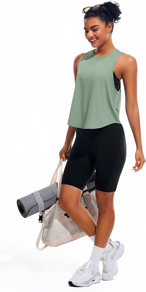 JOYSPELS Workout Tank Tops for Women - Quick Dry Ice Silk Athletic Sleeveless Gym Shirts