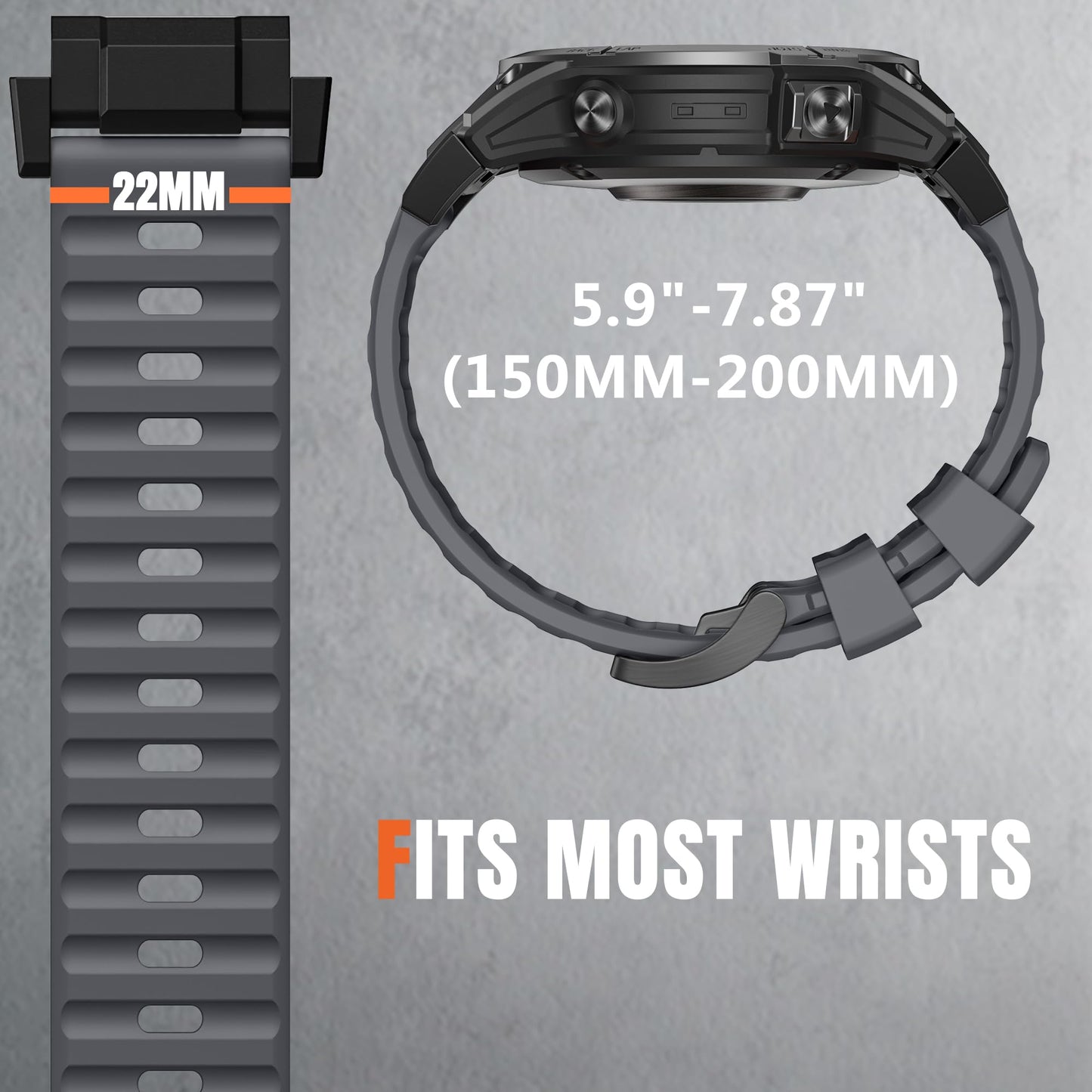 Bandletic Compatible with Garmin Instinct Watch Bands - Stainless Steel Silicone Rugged Strap Quick Fit 22mm Watch Band for Fenix E/8/7/6/5/Forerunner 965/955/945/935/745/Epix 2/Approach S70/S62/S60