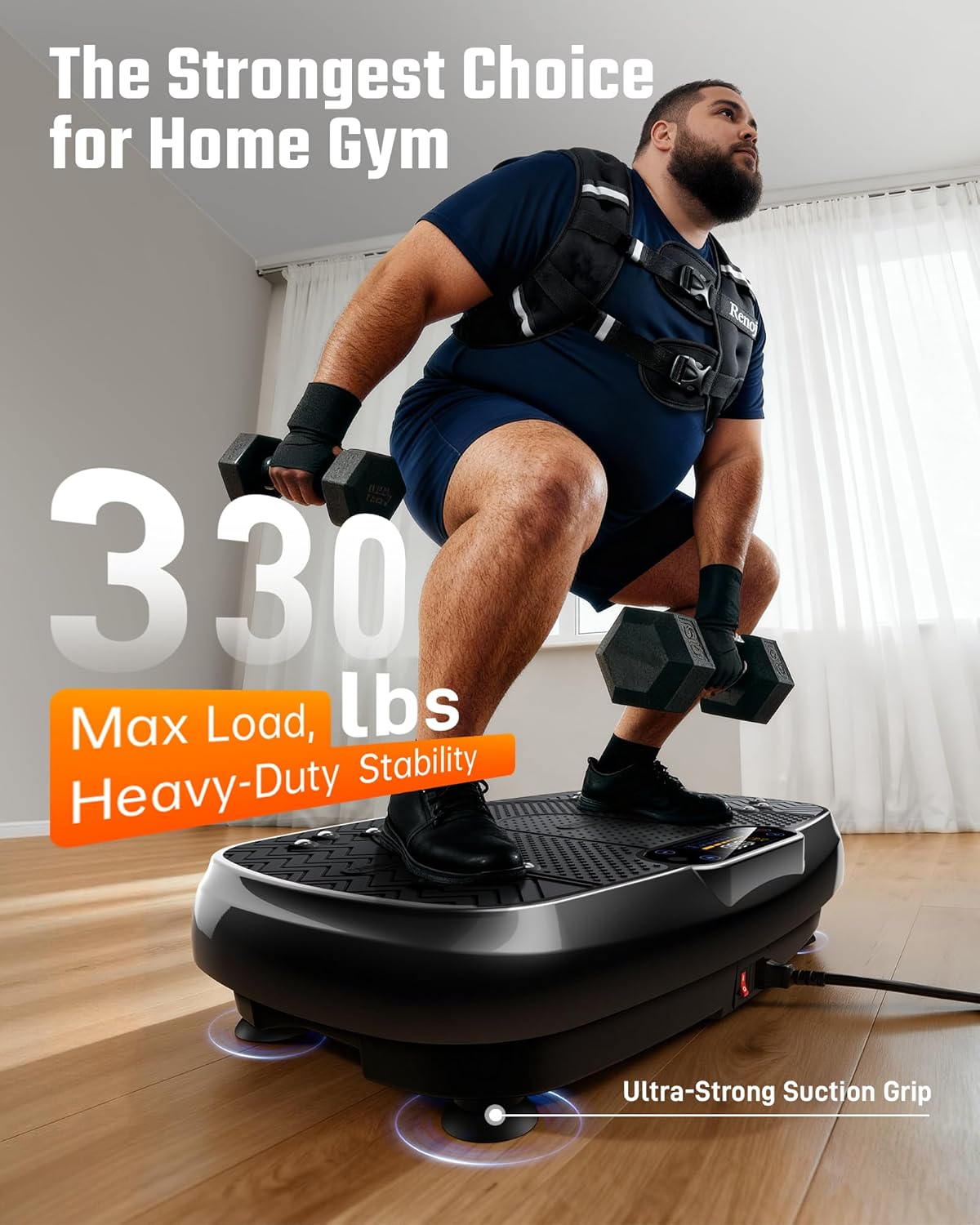 Vibration Plate Exercise Machine - 330lb Full Body Shaker for Weight Loss & Lymphatic Drainage | Home Gym Fitness with Speaker & 2 Bands