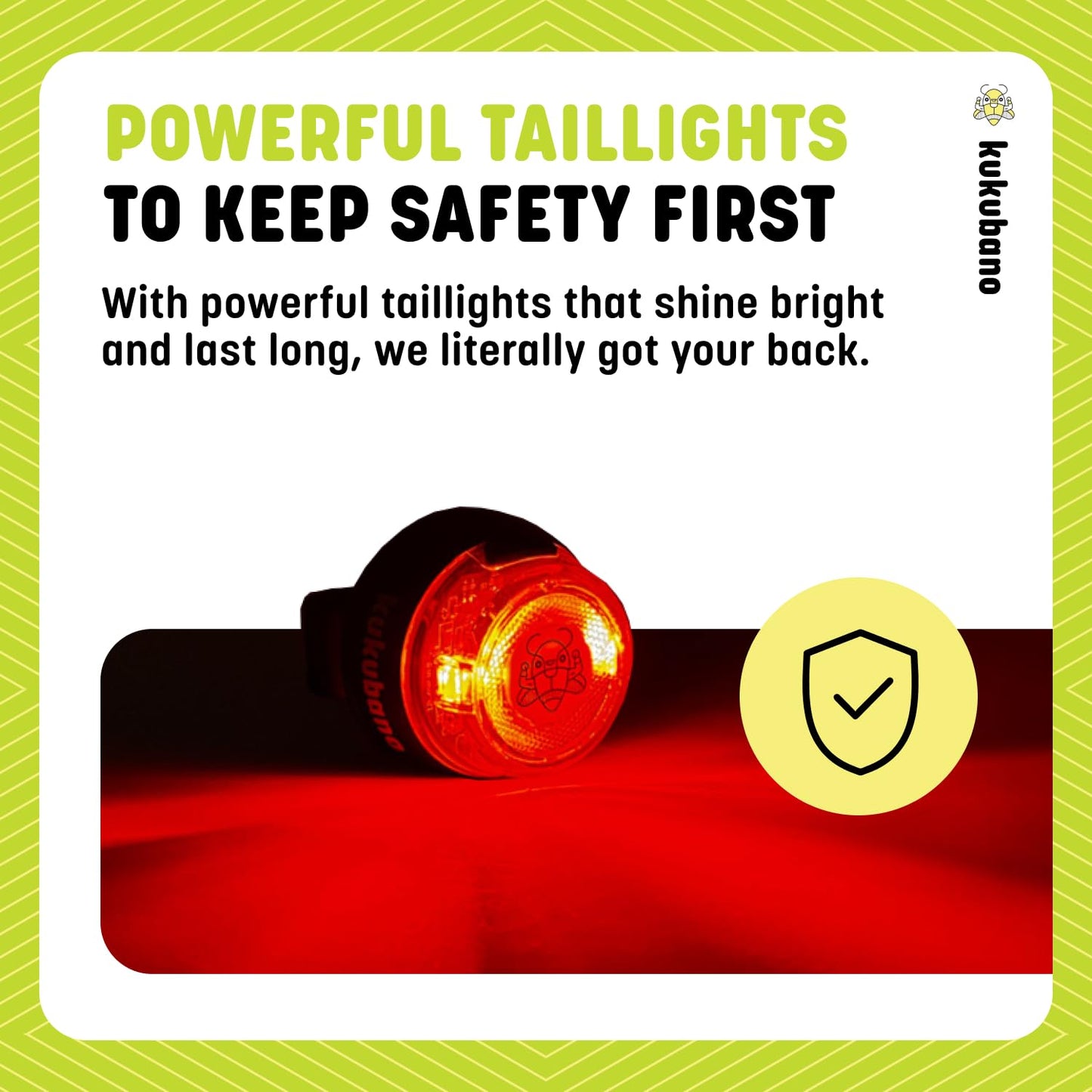 Kukubano LED Bike Light Set, USB Rechargeable Headlight and Taillight, Waterproof for E-Bikes, Scooters, and Mountain Bikes, 600 Lumens
