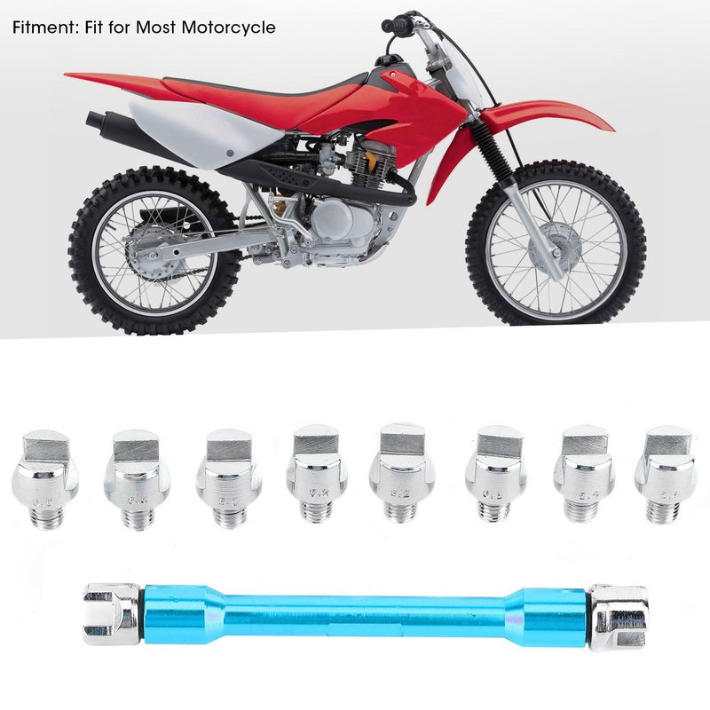 GBSCLOVER Motorcycle Spoke Wrench Set, 5.0 to 6.8mm Bike Spoke Wrench Aluminum and Iron, 3.7in Length Motorcycle Spoke Spanner Wrench Tool with Box, Used to Adjust Tire Wire