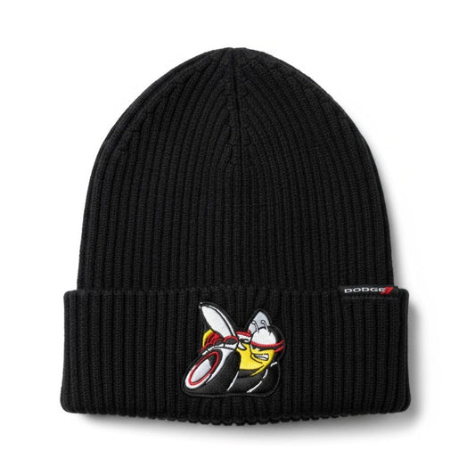 Dodge Scat Pack Flip Knit Hat Super Bee Logo Beanie for Muscle Car Fans – Warm Ribbed Black Acrylic – One Size Fits Most