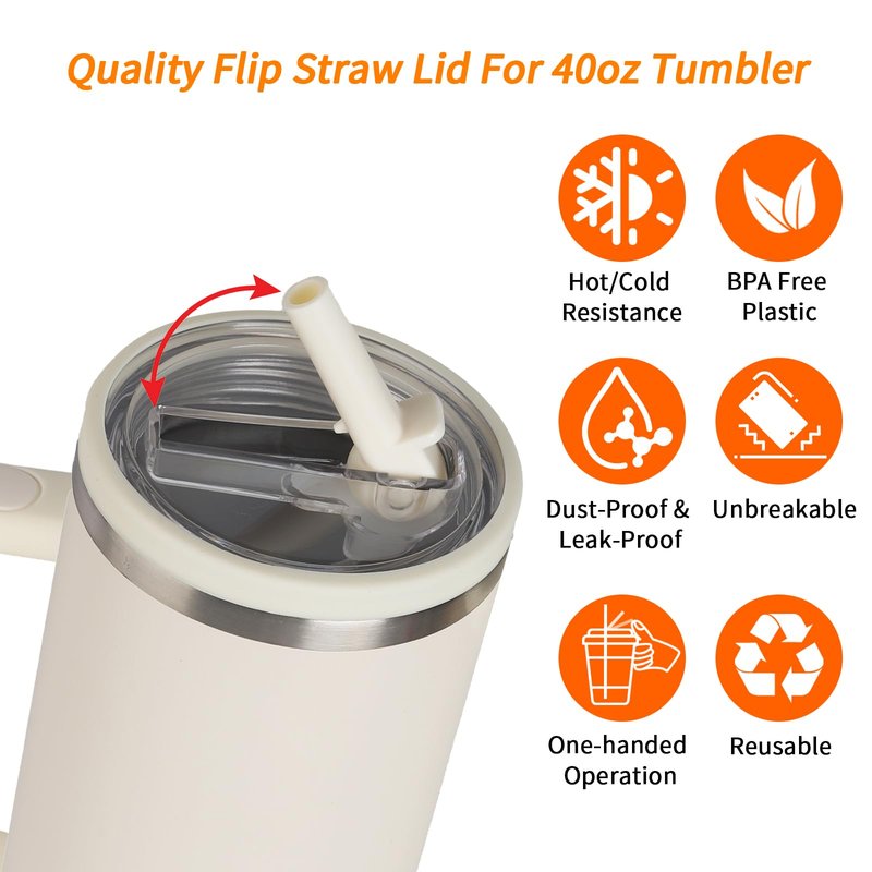 GLOBNGIAO Stanley Cup Accessories Set, Including 2pcs Flip Straw 40oz lids, 2pcs Reusable Straws, Tumbler Strap, Plush Pendant, Silicone Boot, Straw Cover, Charms, for Stanley Cup 40oz (Red)