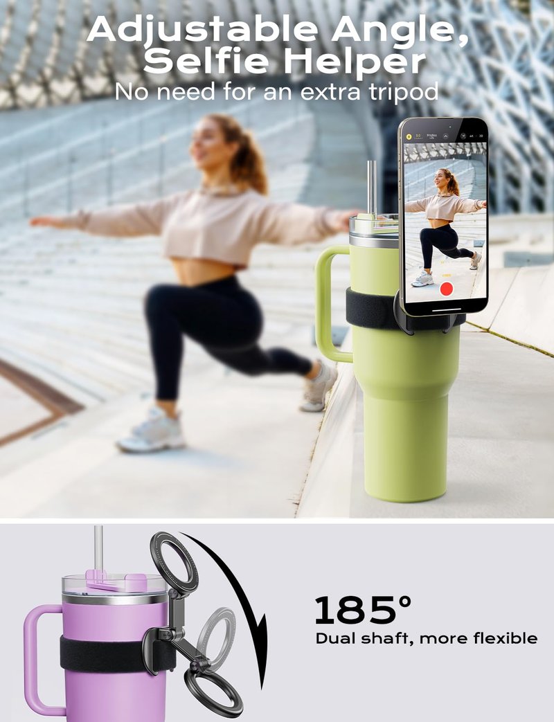 TAZENI Fit Magsafe Water Bottle Gym Stroller Phone Holder Strap Magnetic Phone Holder for Stroller Gym Accessories for Stanley Owala Yeti Hydrojug 10-60oz Tumbler Adjustable for iPhone & Android