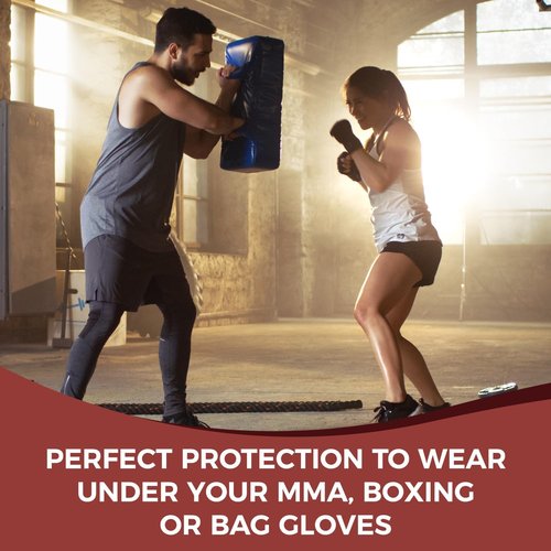 DEFY Padded Inner Boxing Gloves - Gel Padded Knuckle Protection | 75cm Long Strap for MMA & Muay Thai