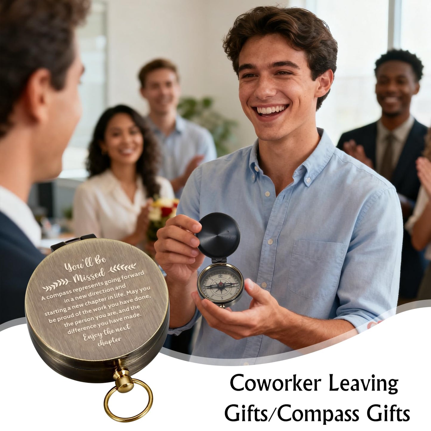 Compass Gift - Retirement Gifts for Men, You Will Be Missed Compass, Coworker Leaving Farewell Going Away Goodbye Gifts for Coworker Friends Him Nurse Boss Teacher Employee New Beginnings Gifts