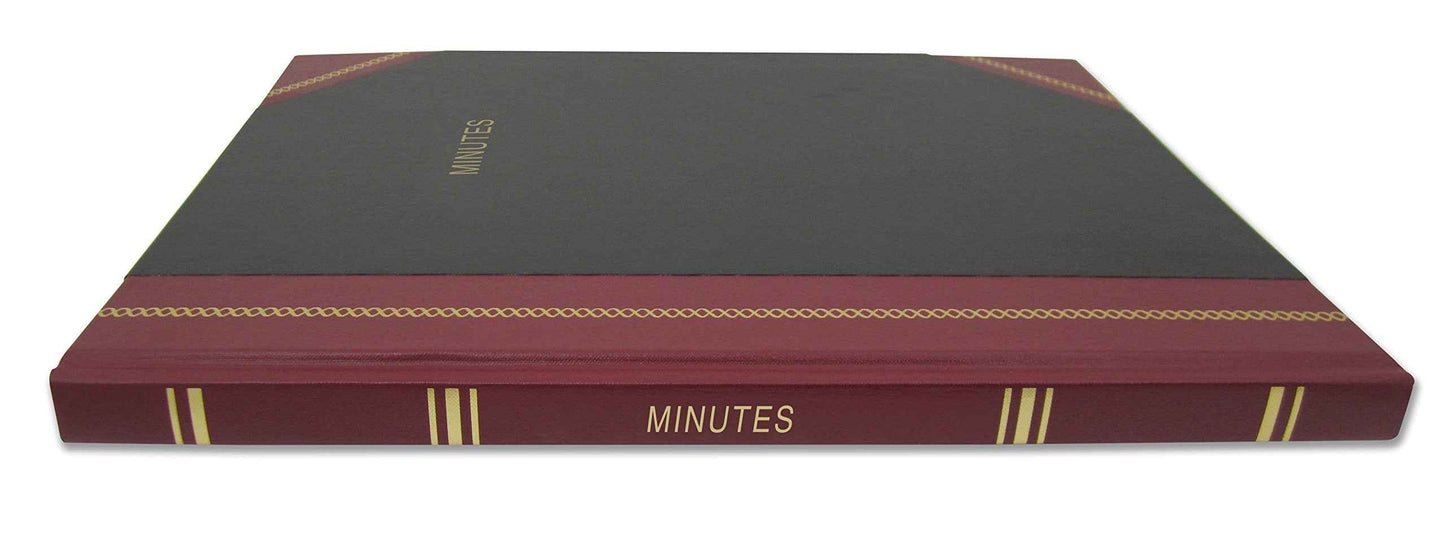 BookFactory Minutes Book/Corporate Minutes Book/Board Meeting Minutes LogBook (168 Pages - 8.5'' X 11”), Black and Burgundy Cover, Black Ribbon, Section Sewn Hardbound (Made in USA)