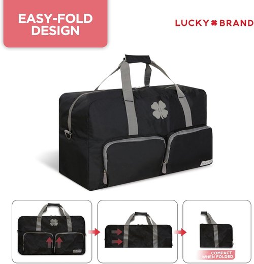 Lucky Travel Duffel Bag - 65L Gym & Travel Bag | Foldable Overnight Weekender for Men & Women - Black