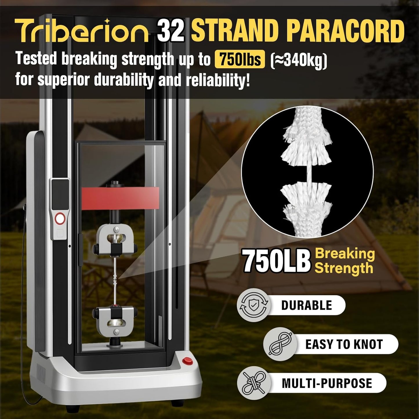 Paracord Rope 750 lb | 1000ft Heavy-Duty 12-Strand Parachute Cord - Versatile White Survival & Camping Gear
