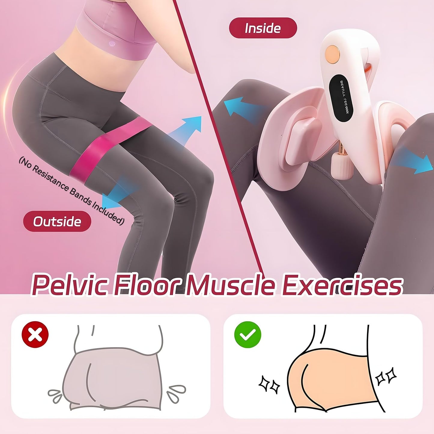 Muxiyilu Leg Toner for Women, Dual-Action Inner Thigh Exerciser and Leg Adductor Machine for Home Workout - Portable Home Gym Equipment for Hip Thigh Slimming, Toning and Strengthening(Pink)