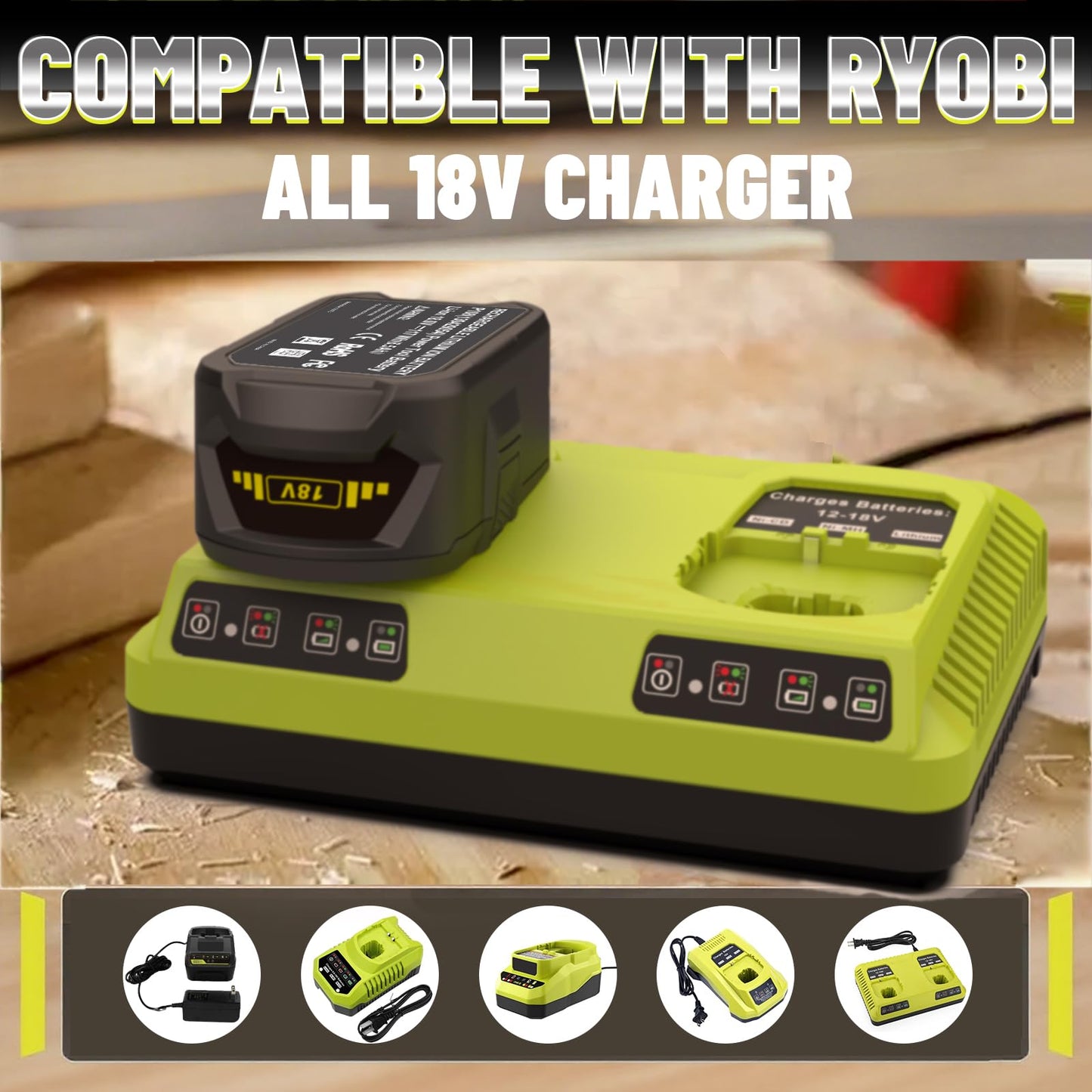 AYTXTG 2Pack 6500mAh P108 Replacement for Ryobi 18v Battery P102 P103 P104 P105 P107 P109 18 Volt Battery + for Ryobi P117 18V Dual Charger Station