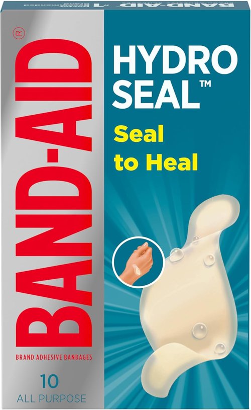 BAND-AID Hydro Seal Waterproof Bandages - Hydrocolloid Gel Patches for Faster Healing | 10 Count