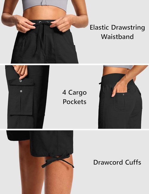 ISEEGZ Capri Pants for Women - Lightweight Cargo Hiking Capris with 6 Pockets | Summer Casual Travel Wear