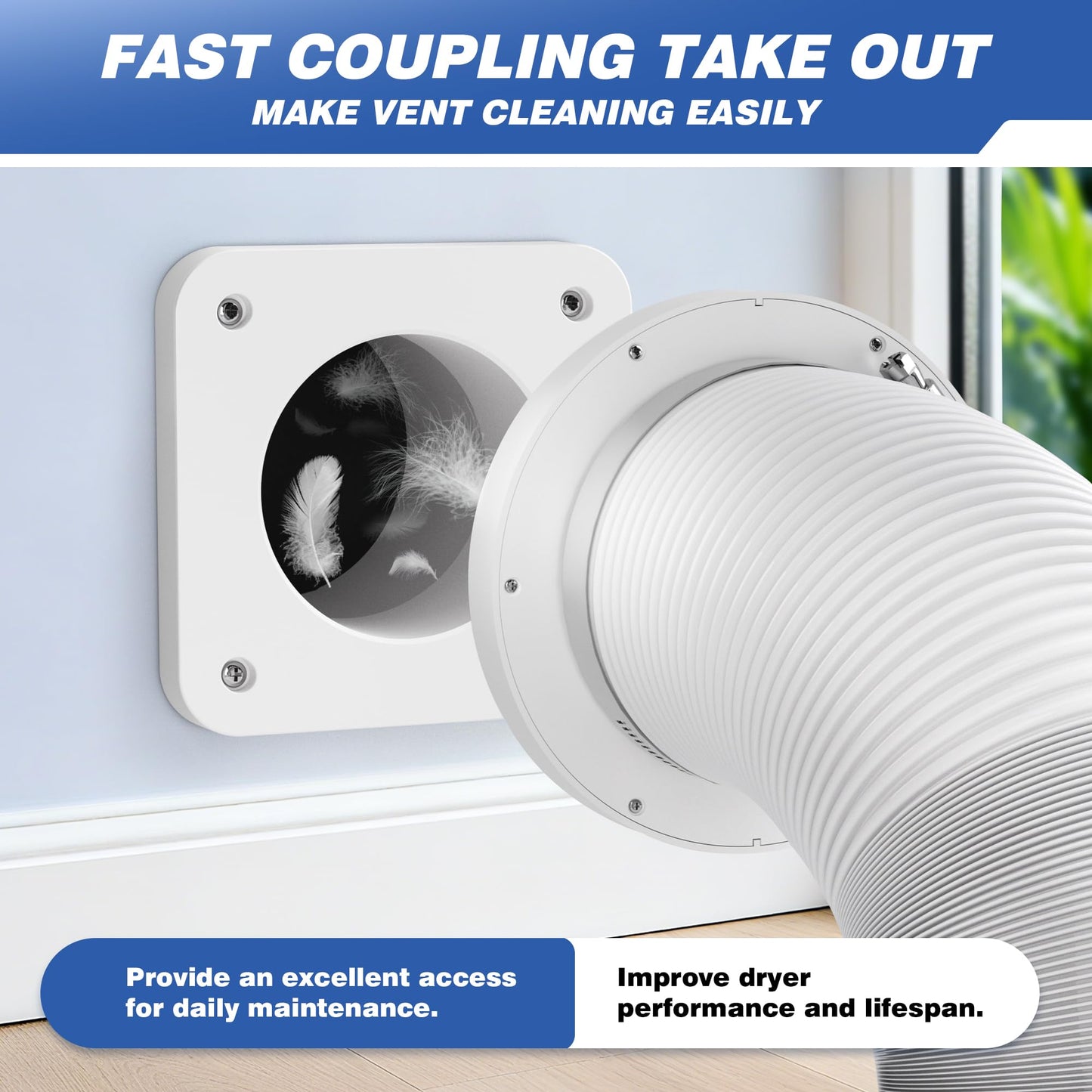 RDXTIK Magnetic Dryer Vent Connector, DV180 Airtight Seal Dryer Vent Coupling Kit with 4" 3.3ft Duct, Quick Connector For Tight Space and Easy to Clean