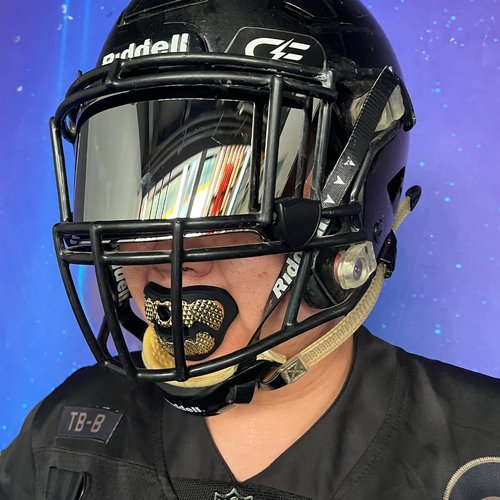 LeCool Football Mouth Guard – Rhombic Chrome Design with Strap – Maximum Protection & Airflow for Youth and Adult Athletes.