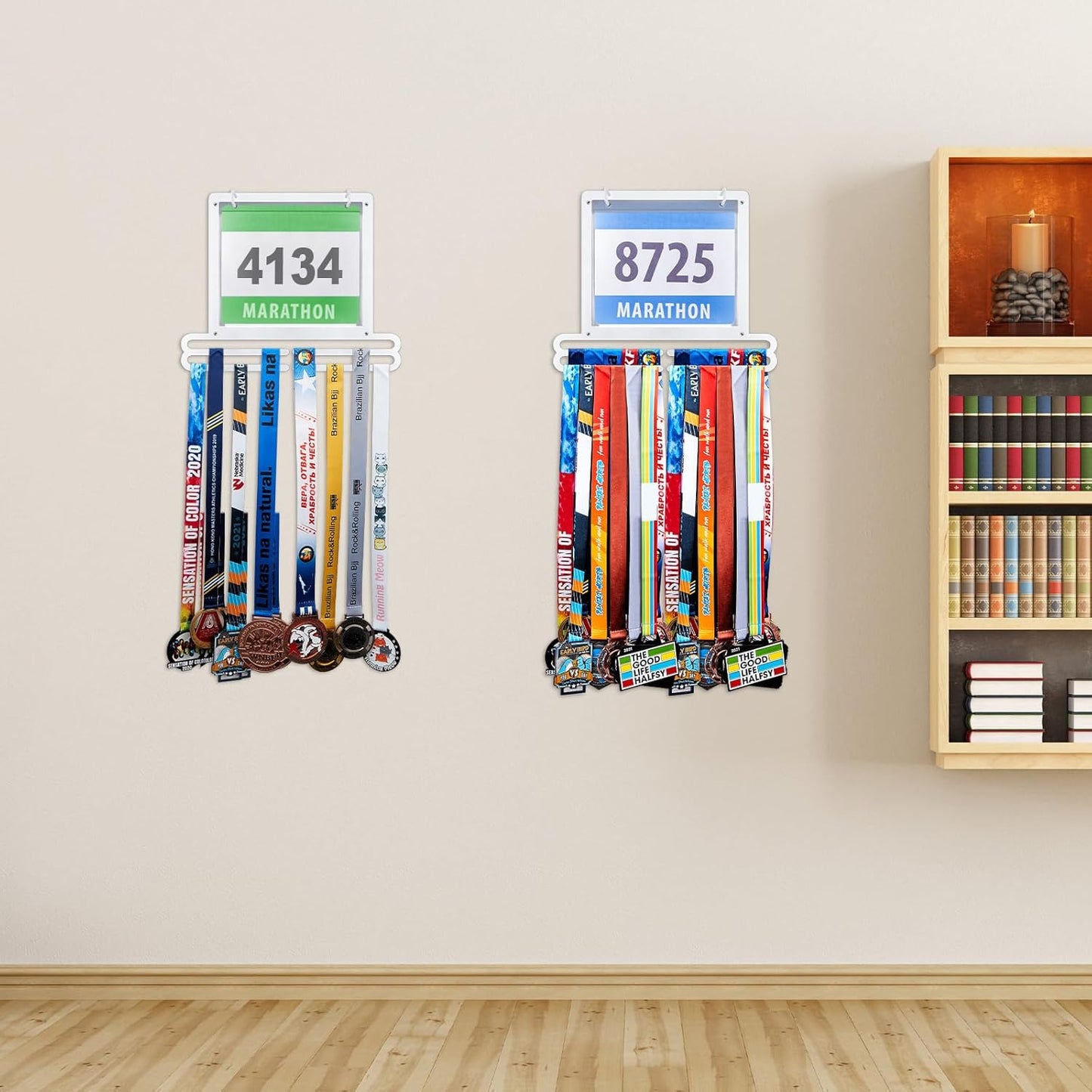 Moxweyeni Race Medal Display | Wall-Mounted Bib Holder for Runners - Perfect Gift Idea