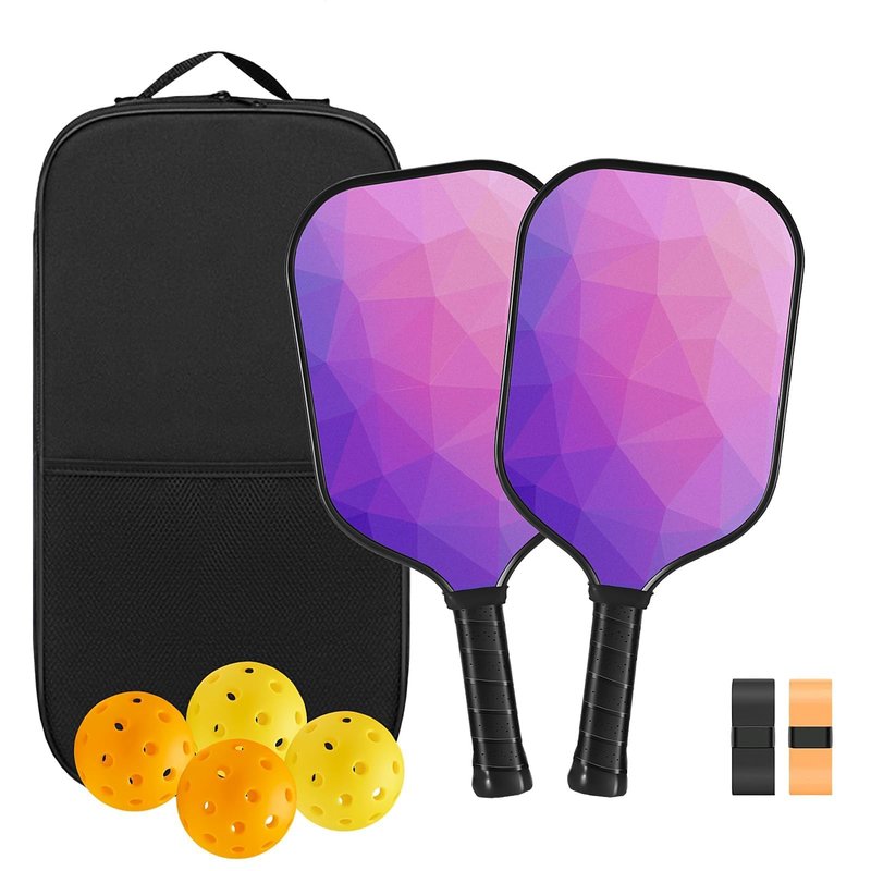 Ragebby Pickleball Paddles Set of 2 Lightweight Pickleball Rackets, Fiberglass Surface, 4 Balls, 1 Bag, 2 Grip Tape, Pickleball Paddles Set for Men, Women