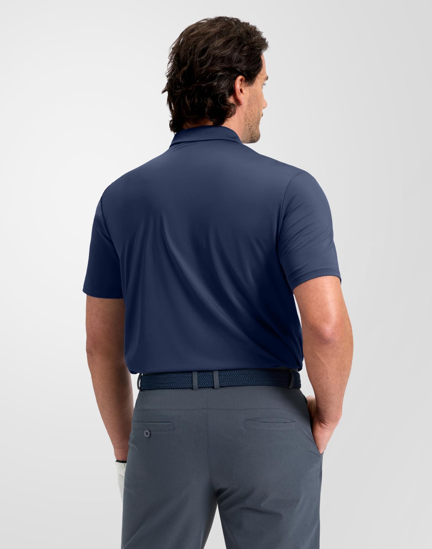 Obla Mens Golf Shirt Short Sleeve Dry Fit Moisture Wicking Performance Athletic Casual Work Collared Polo Shirts for Men (Navy_XL)