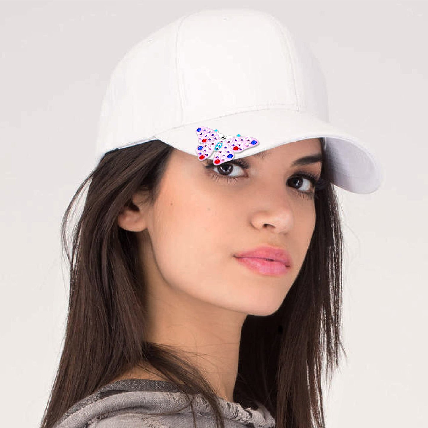 Navika Butterfly Crystal Ball Marker with Hat Clip (Pink)