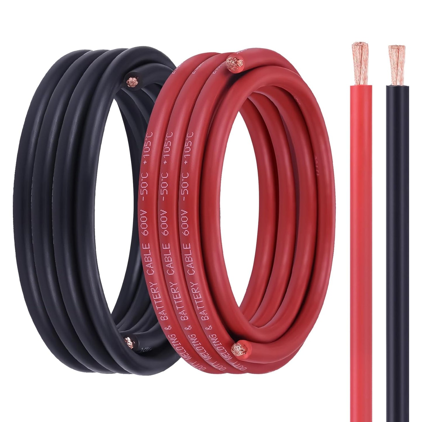 Skiennix 6 Gauge Battery Cable - 15FT Red & 15FT Black | Stranded Oxygen-Free Copper for Automotive & Solar Use