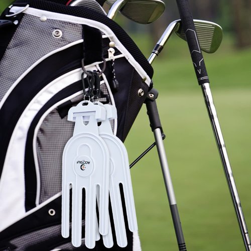 ACCTOLF Golf Glove Holder, 2PCS Durable Golf Gloves Stretcher with Hook for Golf Bag Accessories, Holder Hanger Keeper Dryer Shaper Tool for Golfer Gloves Maintenance