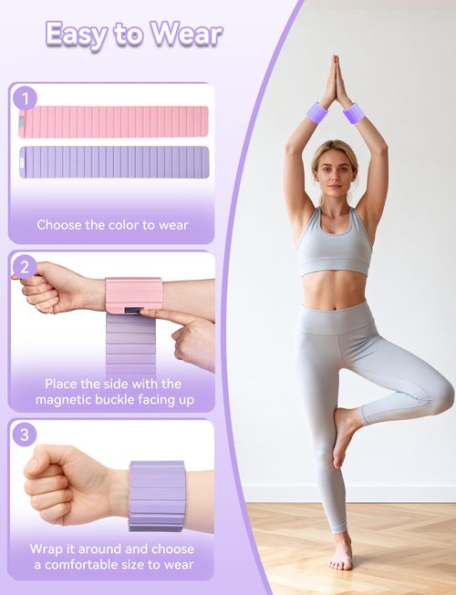 Redlake Weighted Bangles, Wrist Weights & Ankle Weights 2 Packs – Adjustable, Silicone Waterproof, Non-Slip, Easy Wear for Women & Men | 2 lbs (1 lb Each) Weighted Arm Bands for Pilates, Yoga, Running & Walking