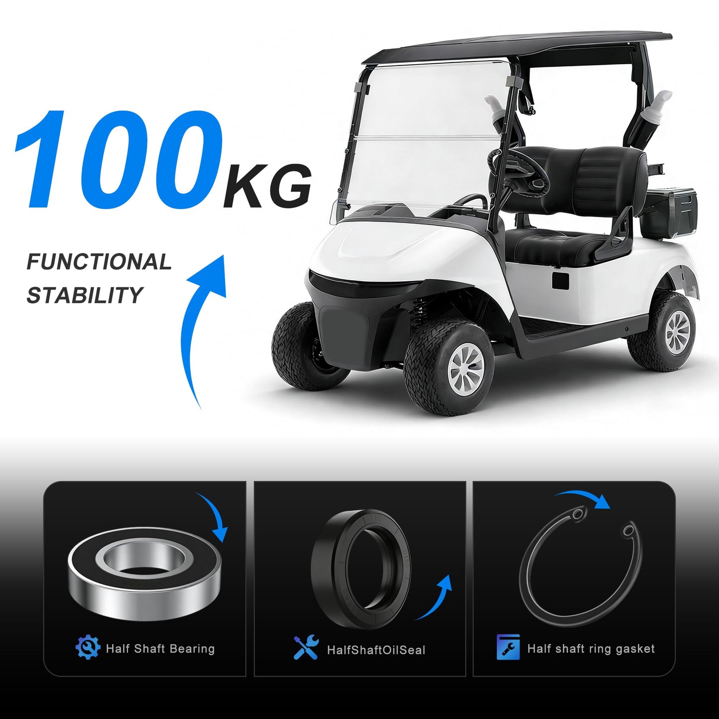 Mixopoly Golf Cart Rear Axle Bearing Seal Kit for EZGO TXT/RXV/Medalist/Marathon Electric 1978-UP and EZGO 2 Cycle Gas 1978-1993, Replace 611931 15112G1 70181G01 620343 620344 15114G1