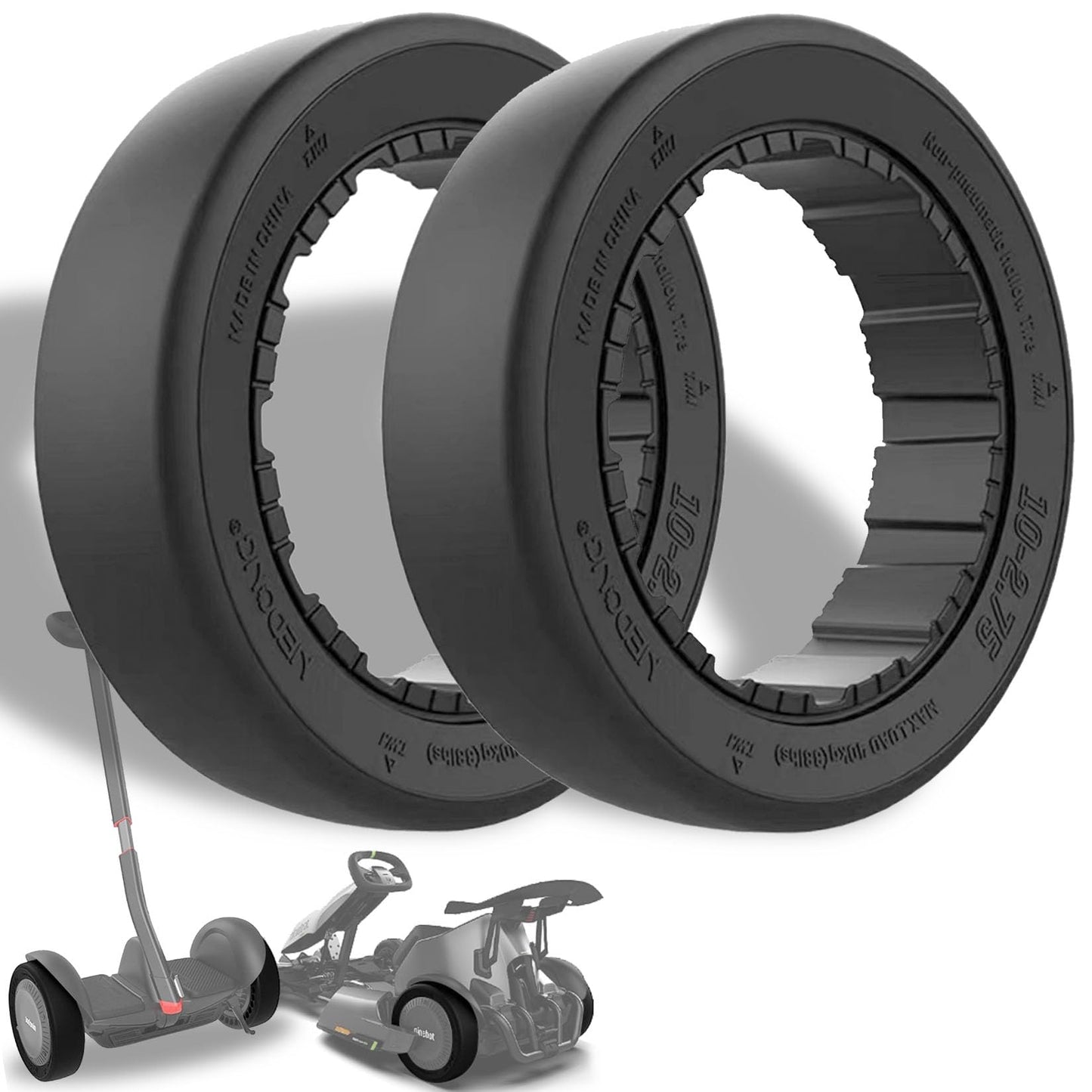 Felixstory 2pcs 10x2.75 Quick Release Tire Replacement for Ninebot by Segway S MAX/Gokart PRO/Gokart Kit(with Ninebot S Max),Go Kart Kit Refit Parts 10-2.75 Electric Gokart Bundle Rear Tires