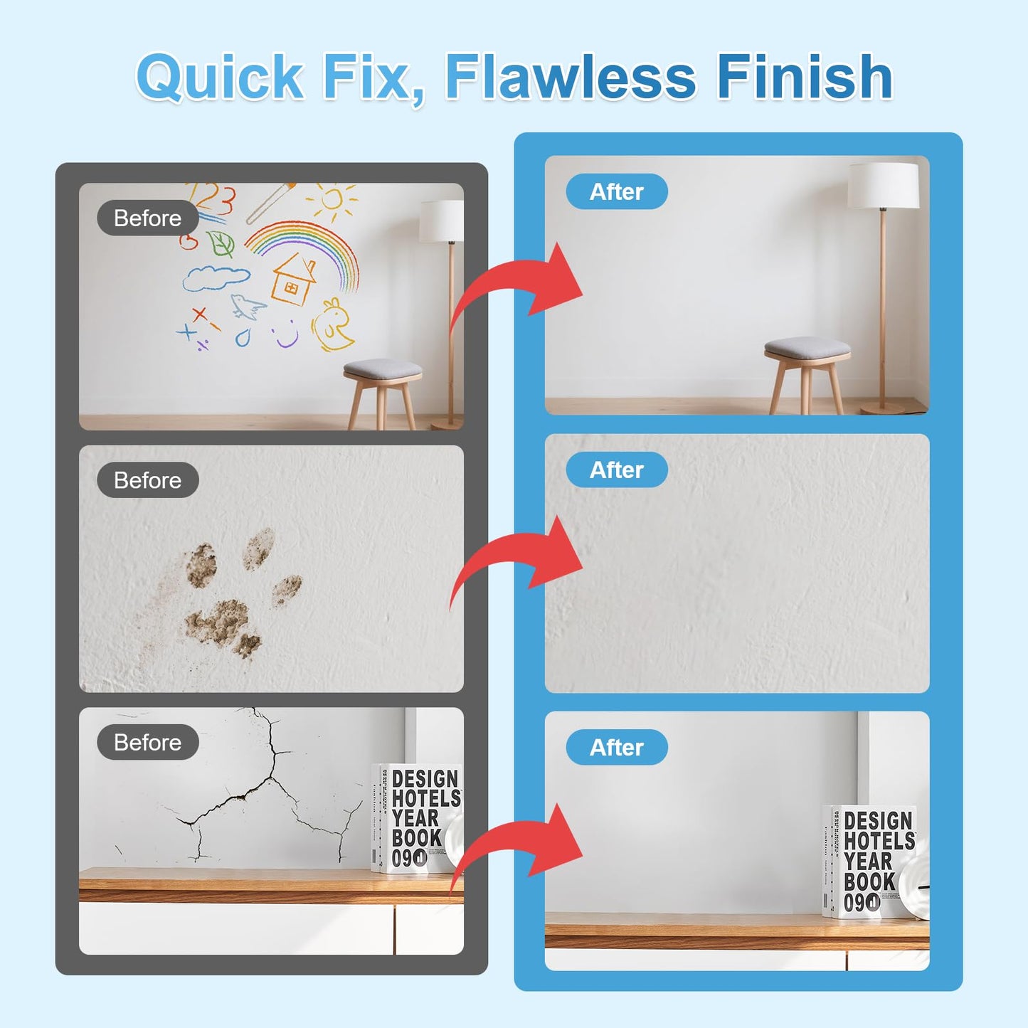 White Wall Paint with Built-in Roller – Portable Touch-Up Paint for Stains, Scratches & Yellowing, Low Odor, Ready-to-Use, 3.5 fl oz